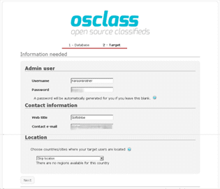 Osclass-Installation-Admin-details